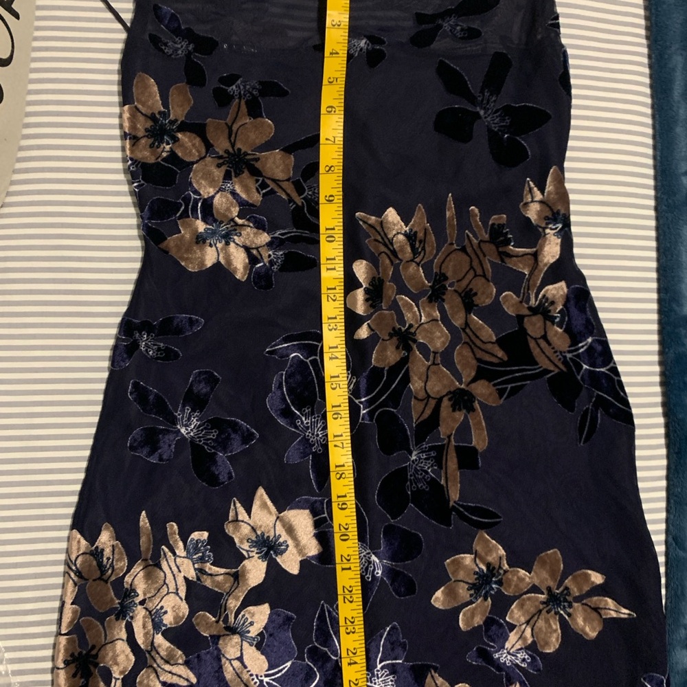 Hello Molly Ninety Kisses Blue Mocha Print Velvet Burnout Slip Mini Dress Size M - Picture 8 of 16